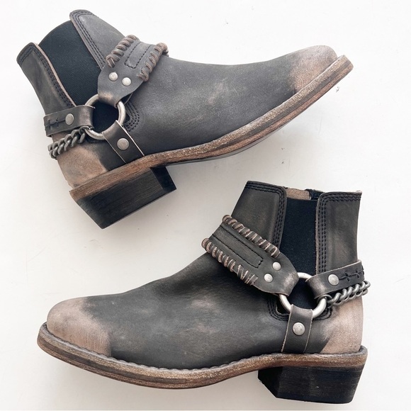 Free People Boots Stony Desert Boot Leather Washed Black Brown Booties western - Picture 2 of 9